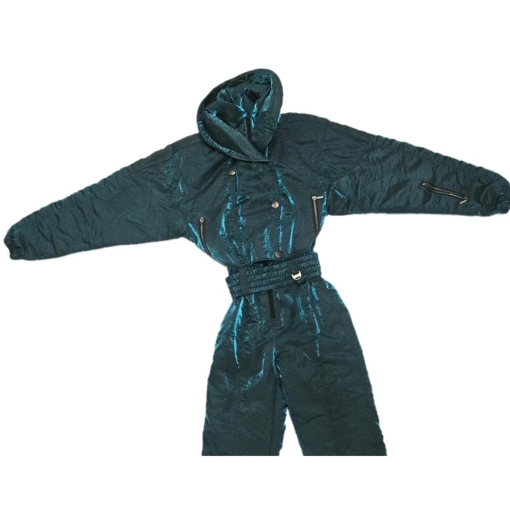Vintage  NEW Nils Metallic Emerald Green Snowsuit New SZ 8 - Picture 3 of 16